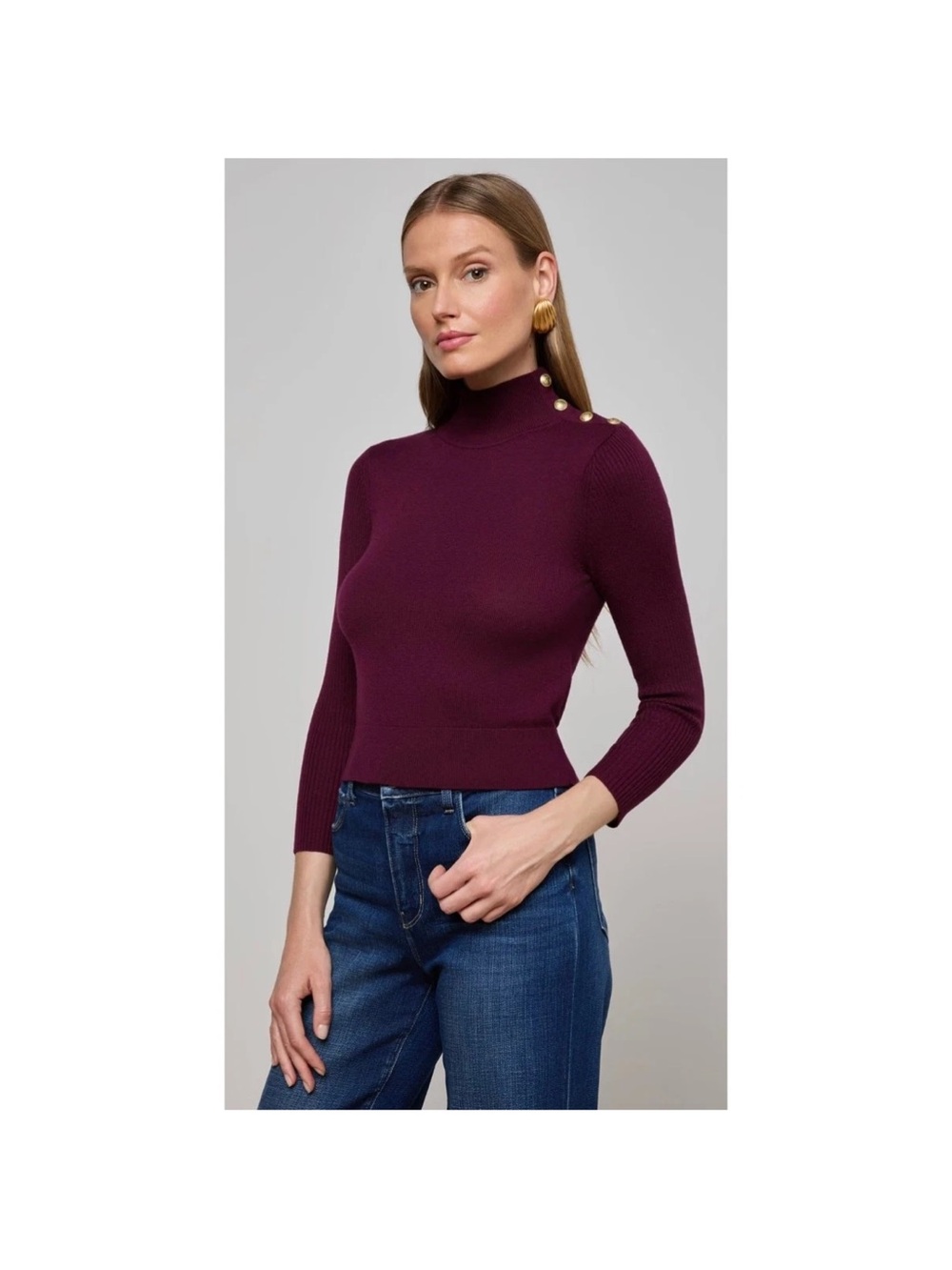 L'AGENCE Kamdyn‎ Crop Mock Neck Sweater